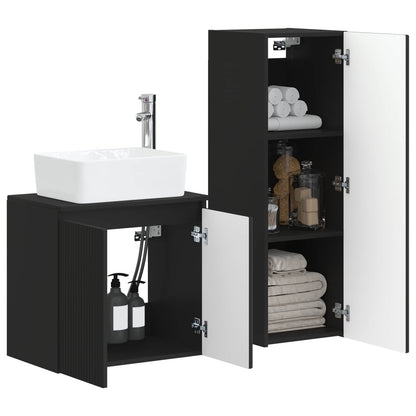 Badkamermeubelset 2 st Zwart 33 x 34,5 x 100 cm Bewerkt hout