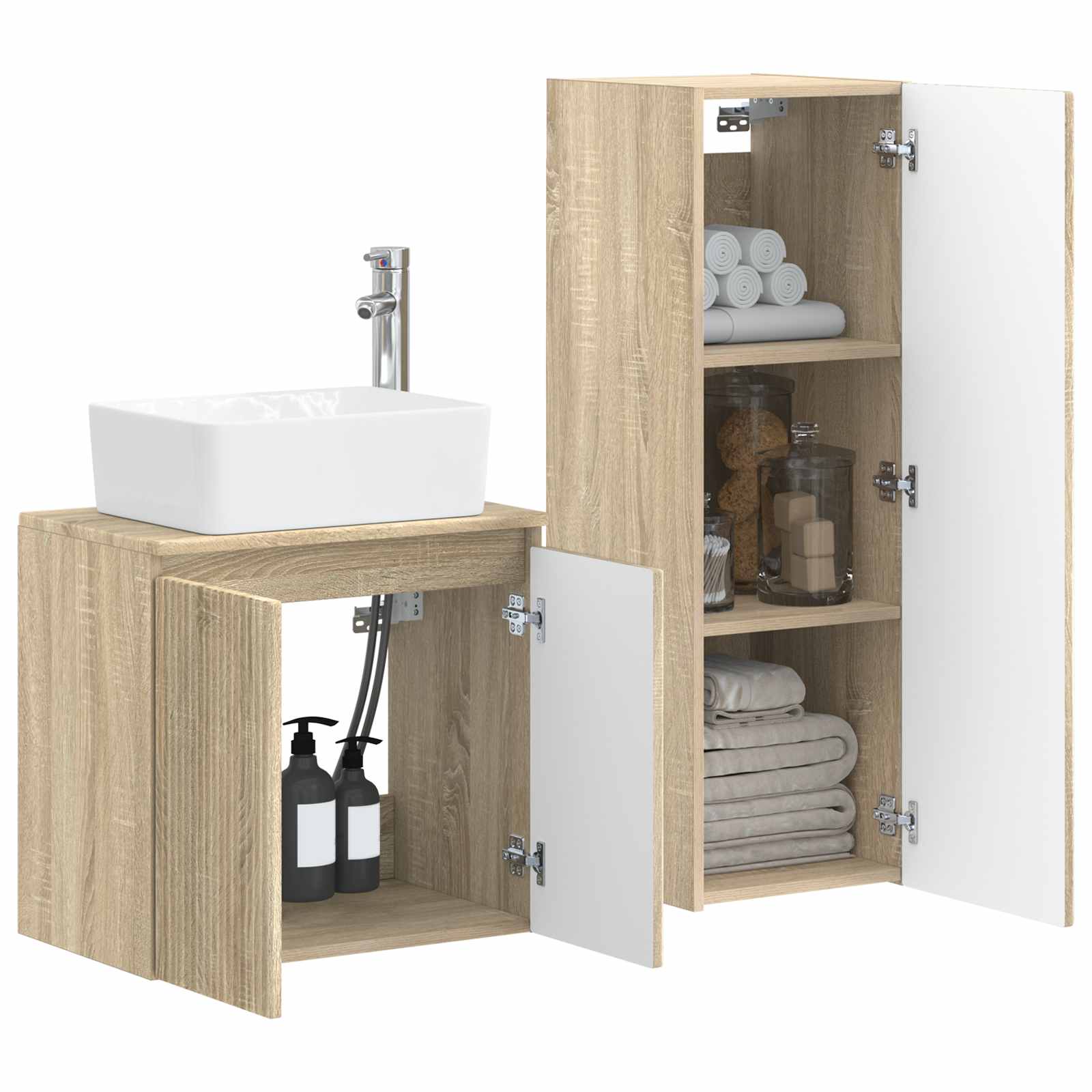 Badkamermeubelset 2 st Sonoma Eiken 33 x 34,5 x 100 cm