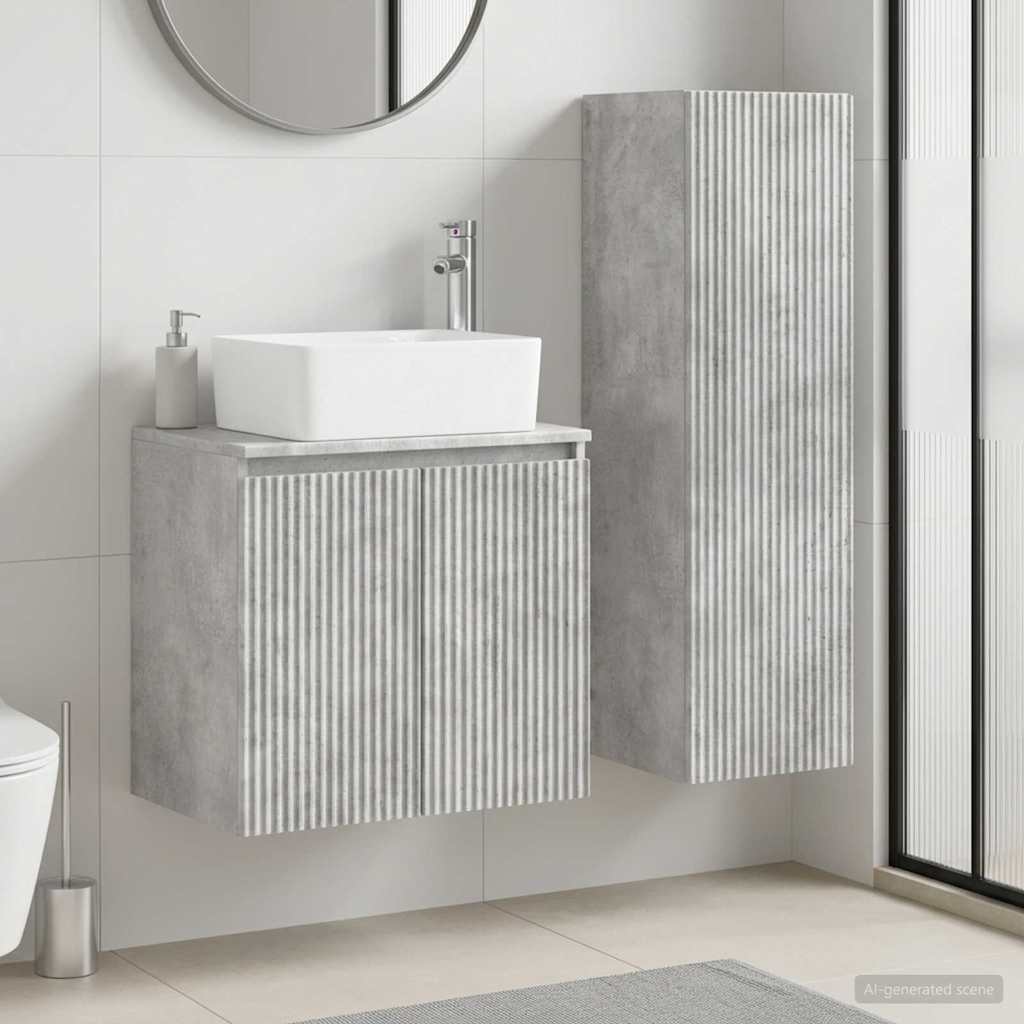 Badkamermeubelset 2 st Betongrijs 33 x 34,5 x 100 cm