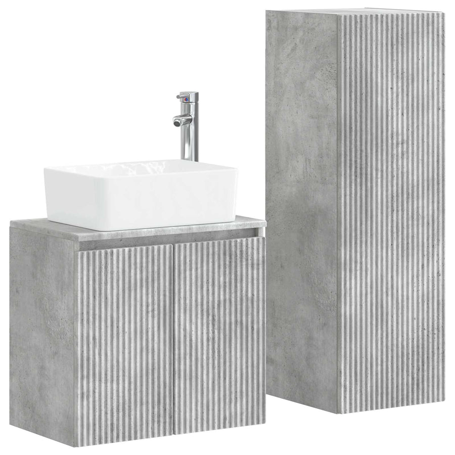 Badkamermeubelset 2 st Betongrijs 33 x 34,5 x 100 cm