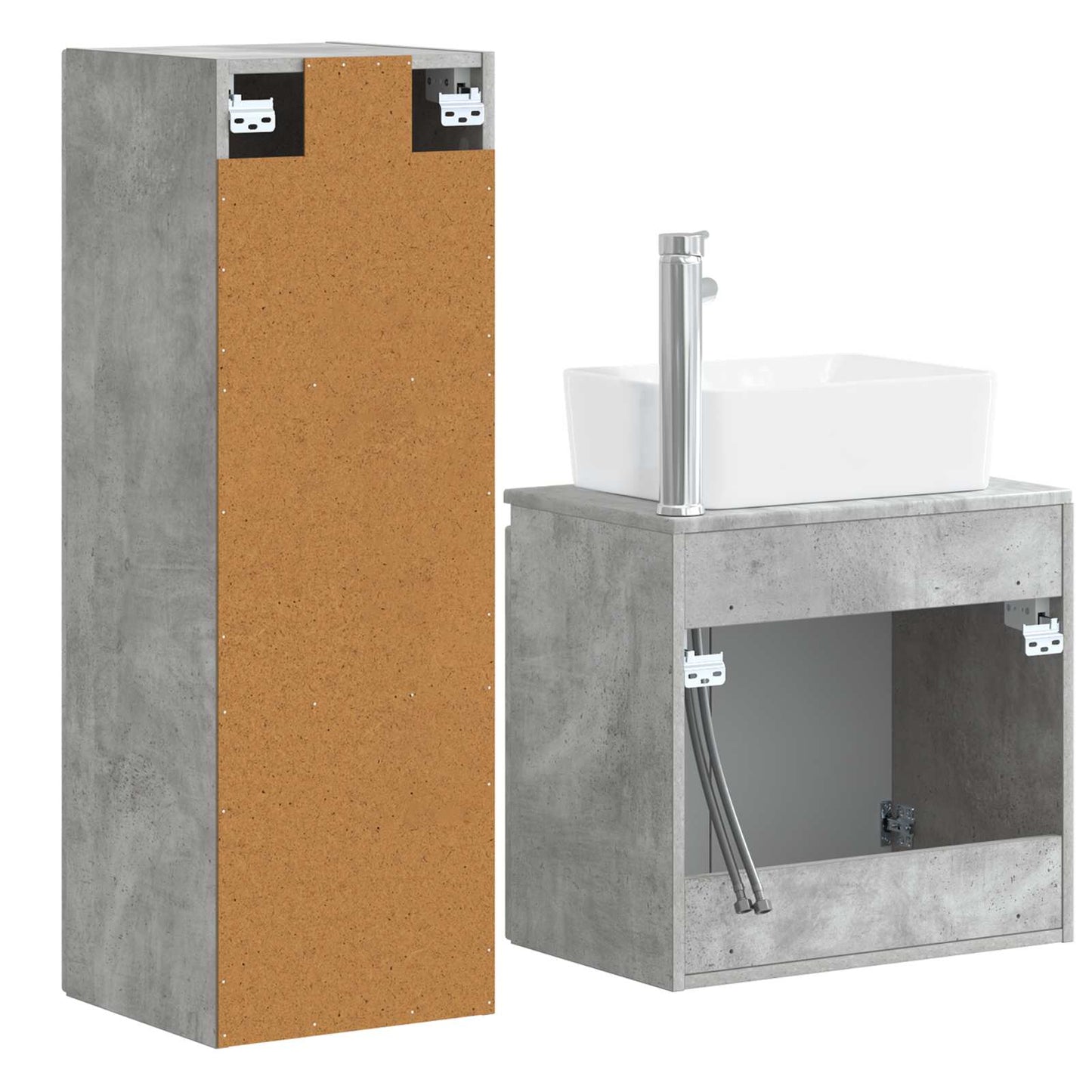 Badkamermeubelset 2 st Betongrijs 33 x 34,5 x 100 cm