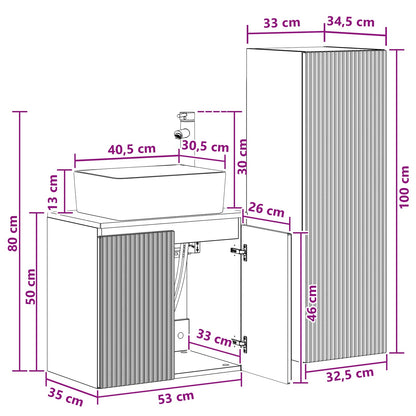 Badkamermeubelset 2 st Betongrijs 33 x 34,5 x 100 cm