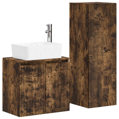 Badkamermeubelset 2 st Gerookt eiken 33 x 34,5 x 100 cm
