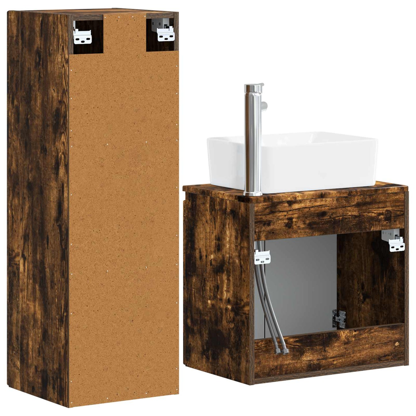 Badkamermeubelset 2 st Gerookt eiken 33 x 34,5 x 100 cm