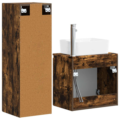 Badkamermeubelset 2 st Gerookt eiken 33 x 34,5 x 100 cm
