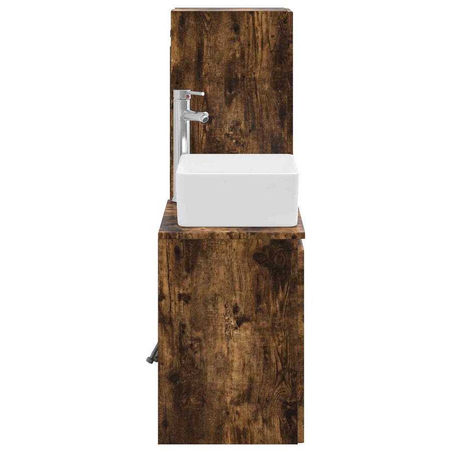 Badkamermeubelset 2 st Gerookt eiken 33 x 34,5 x 100 cm