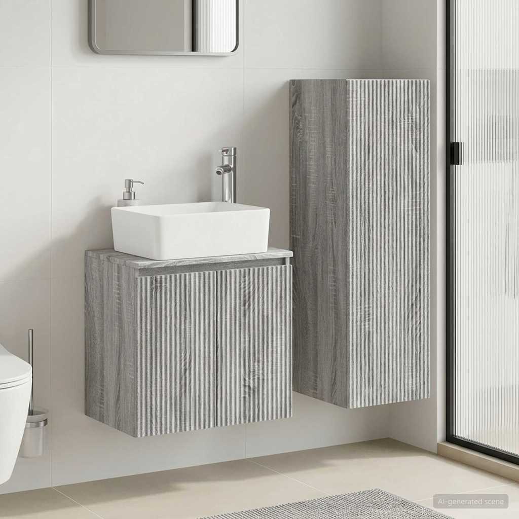 Badkamermeubelset 2 st Grijs Sonoma 33 x 34,5 x 100 cm