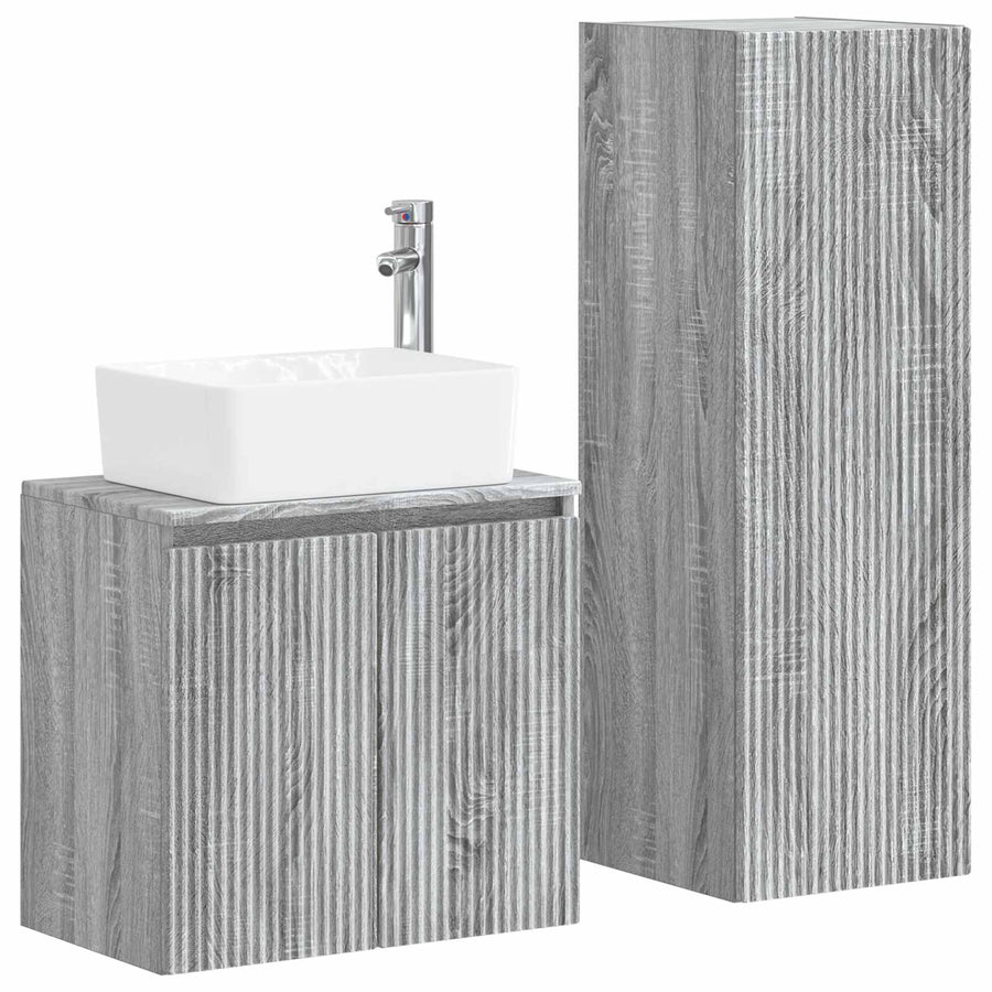 Badkamermeubelset 2 st Grijs Sonoma 33 x 34,5 x 100 cm