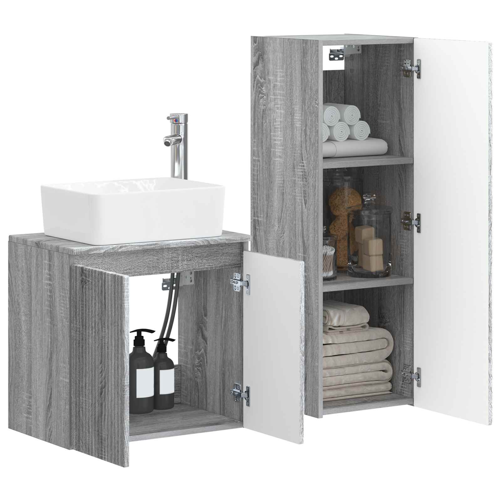 Badkamermeubelset 2 st Grijs Sonoma 33 x 34,5 x 100 cm
