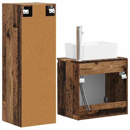 Badkamermeubelset 2 st Oud hout 33 x 34,5 x 100 cm Bewerkt hout