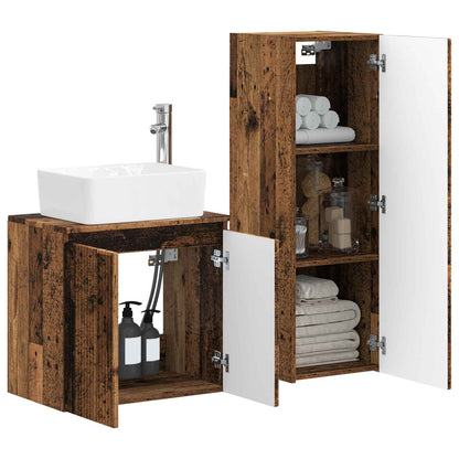 Badkamermeubelset 2 st Oud hout 33 x 34,5 x 100 cm Bewerkt hout