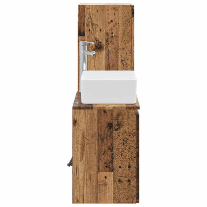 Badkamermeubelset 2 st Oud hout 33 x 34,5 x 100 cm Bewerkt hout
