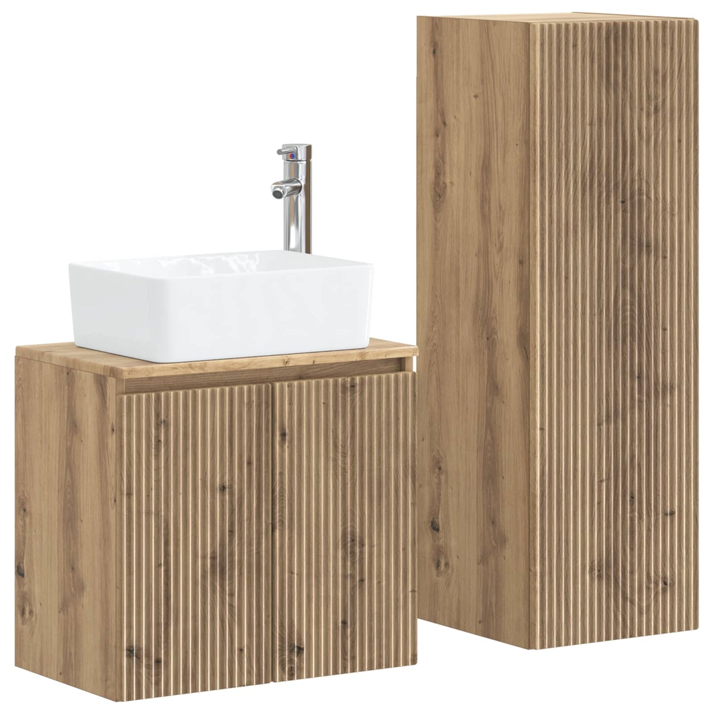 Badkamermeubelset 2 st Artisanaal eiken 33 x 34,5 x 100 cm