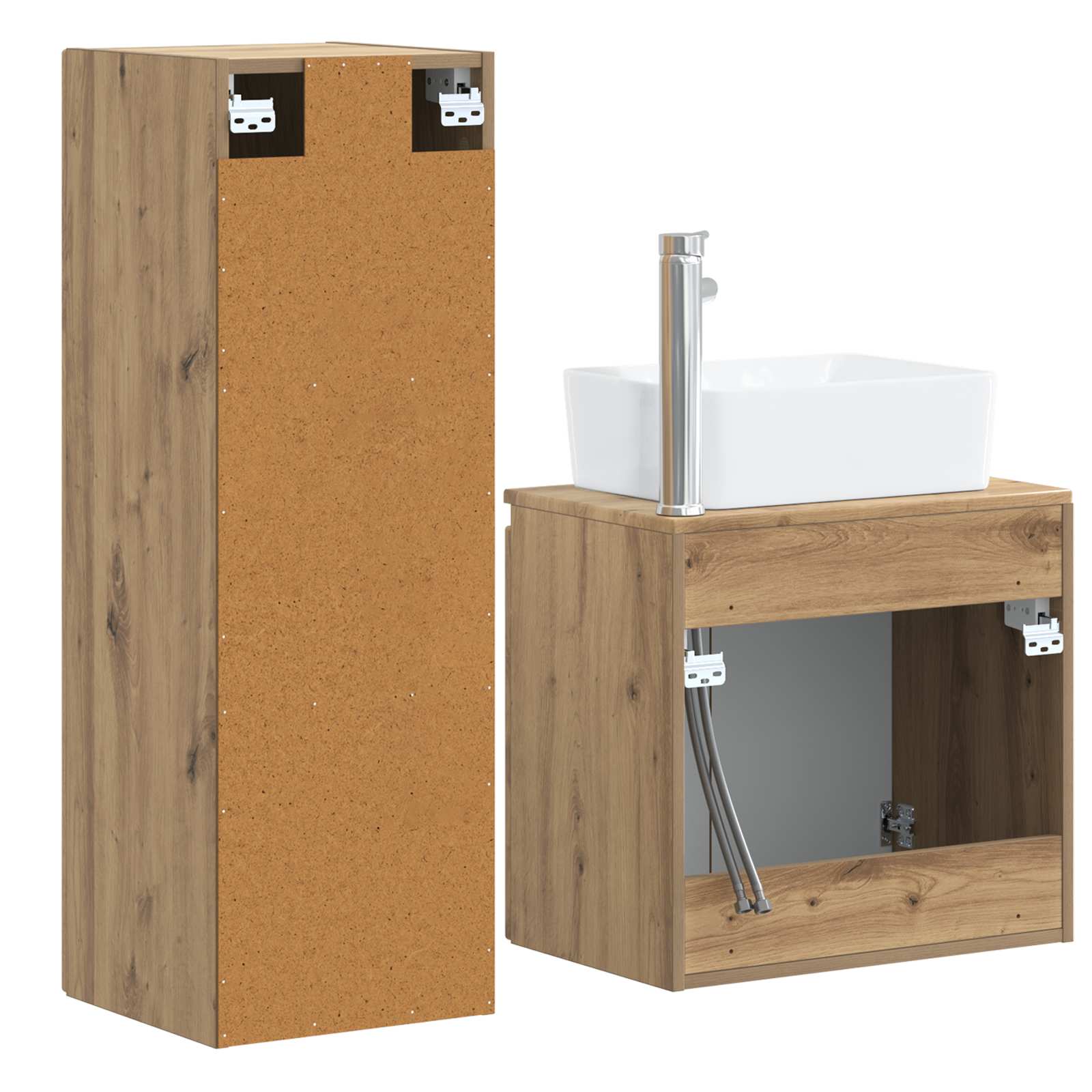 Badkamermeubelset 2 st Artisanaal eiken 33 x 34,5 x 100 cm
