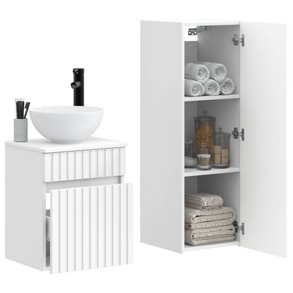 Badkamermeubelset 2 st Wit 33 x 34,5 x 100 cm Bewerkt hout