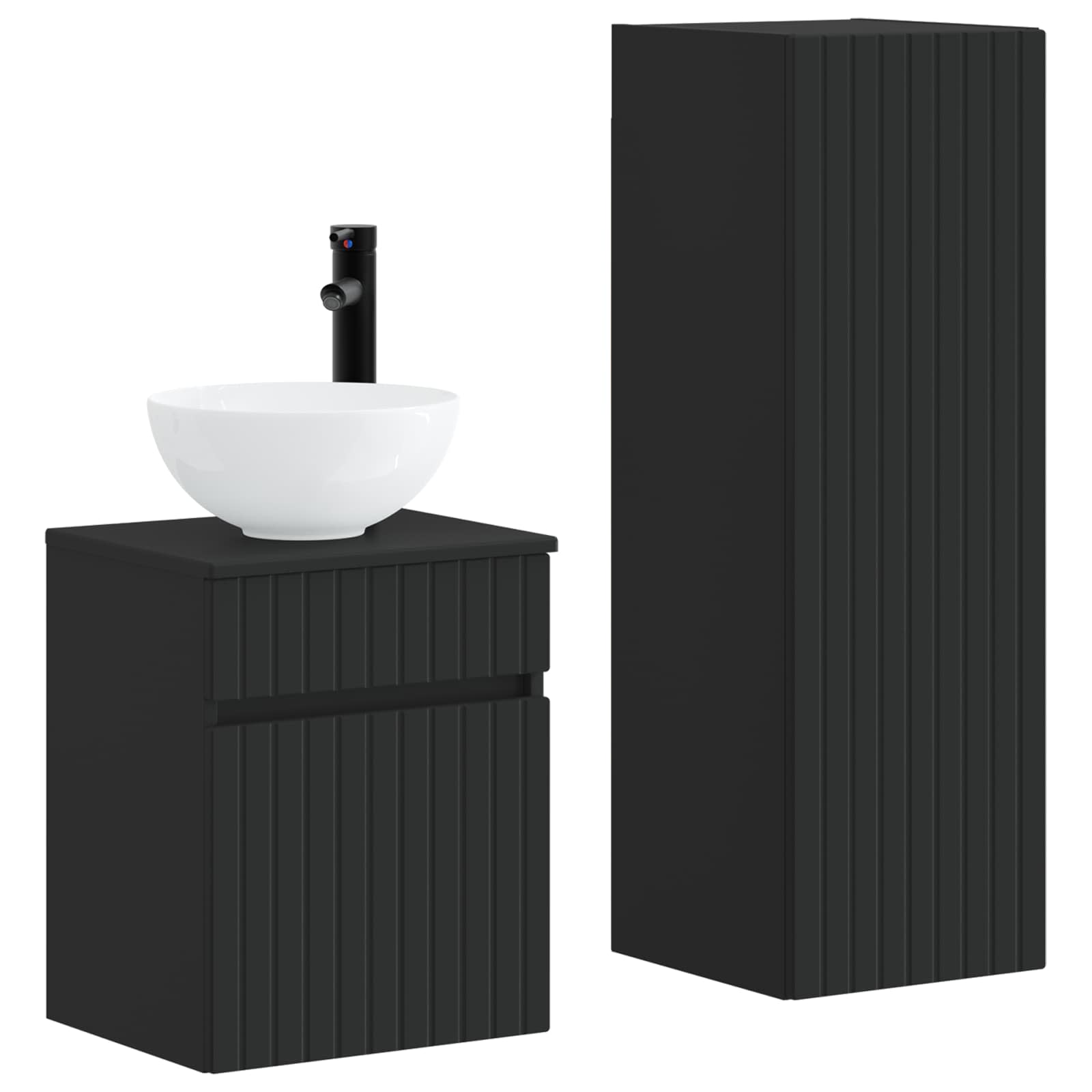 Badkamermeubelset 2 st Zwart 33 x 34,5 x 100 cm Bewerkt hout