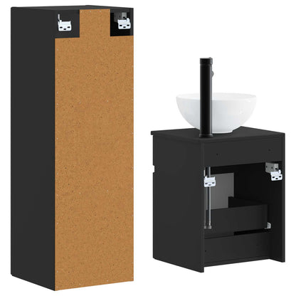 Badkamermeubelset 2 st Zwart 33 x 34,5 x 100 cm Bewerkt hout