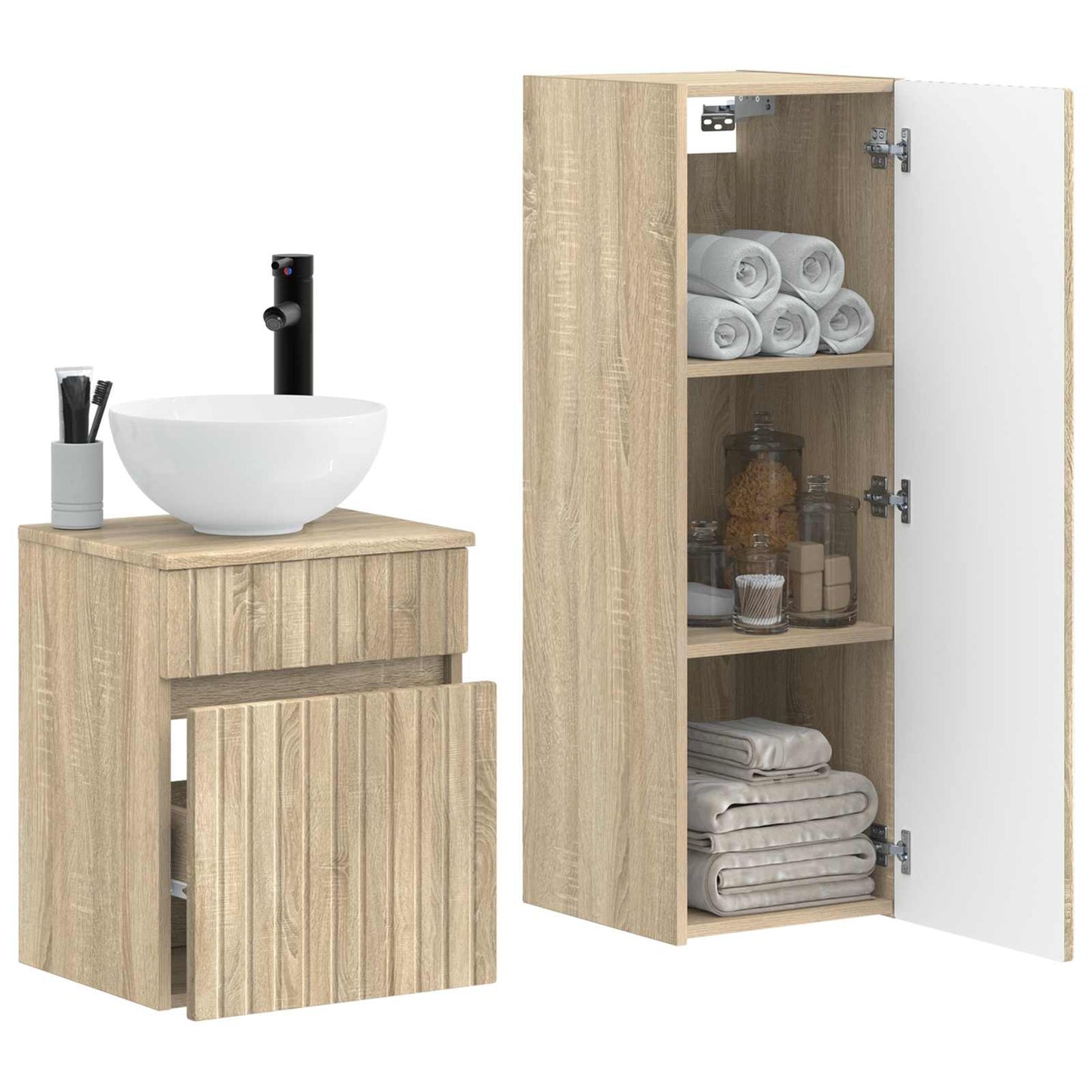 Badkamermeubelset 2 st Sonoma Eiken 33 x 34,5 x 100 cm