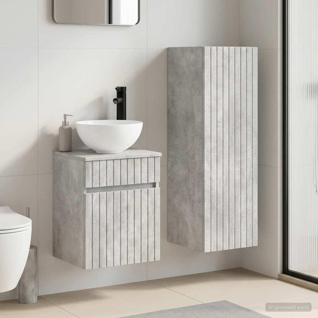 Badkamermeubelset 2 st Betongrijs 33 x 34,5 x 100 cm