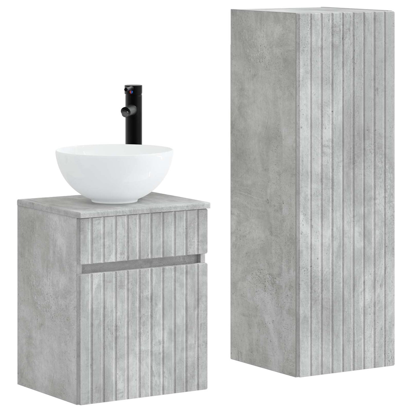 Badkamermeubelset 2 st Betongrijs 33 x 34,5 x 100 cm