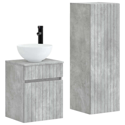 Badkamermeubelset 2 st Betongrijs 33 x 34,5 x 100 cm