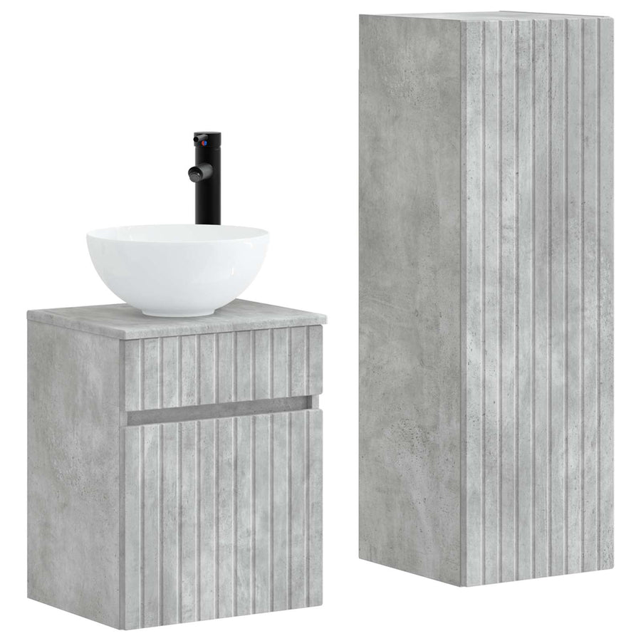Badkamermeubelset 2 st Betongrijs 33 x 34,5 x 100 cm