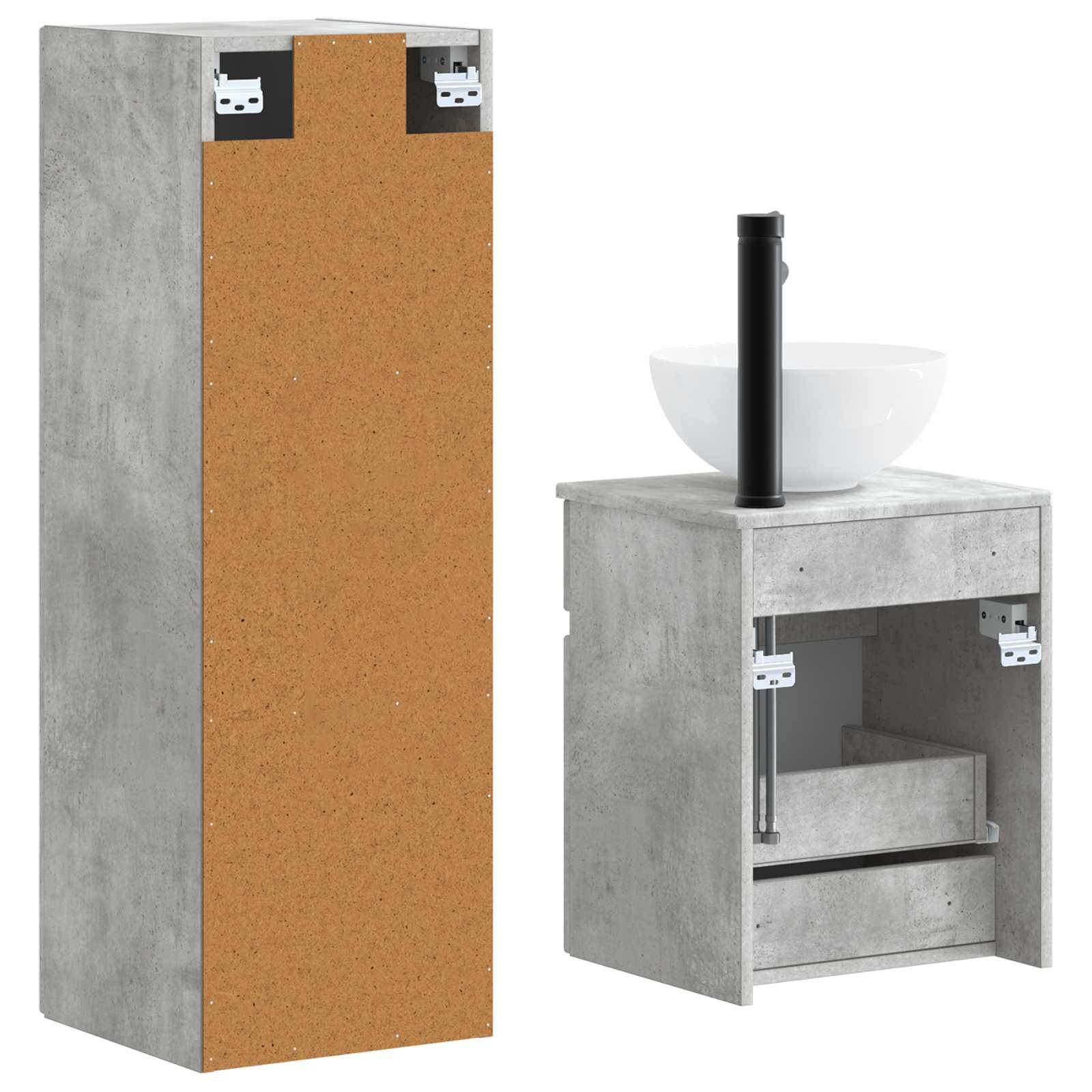 Badkamermeubelset 2 st Betongrijs 33 x 34,5 x 100 cm