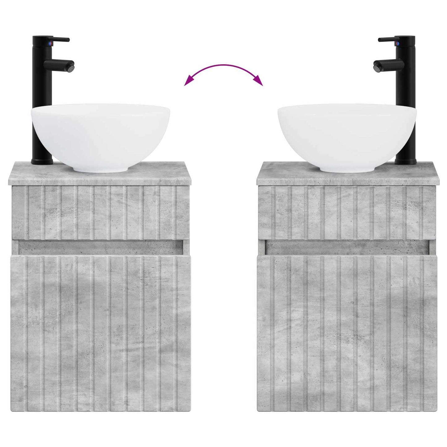 Badkamermeubelset 2 st Betongrijs 33 x 34,5 x 100 cm