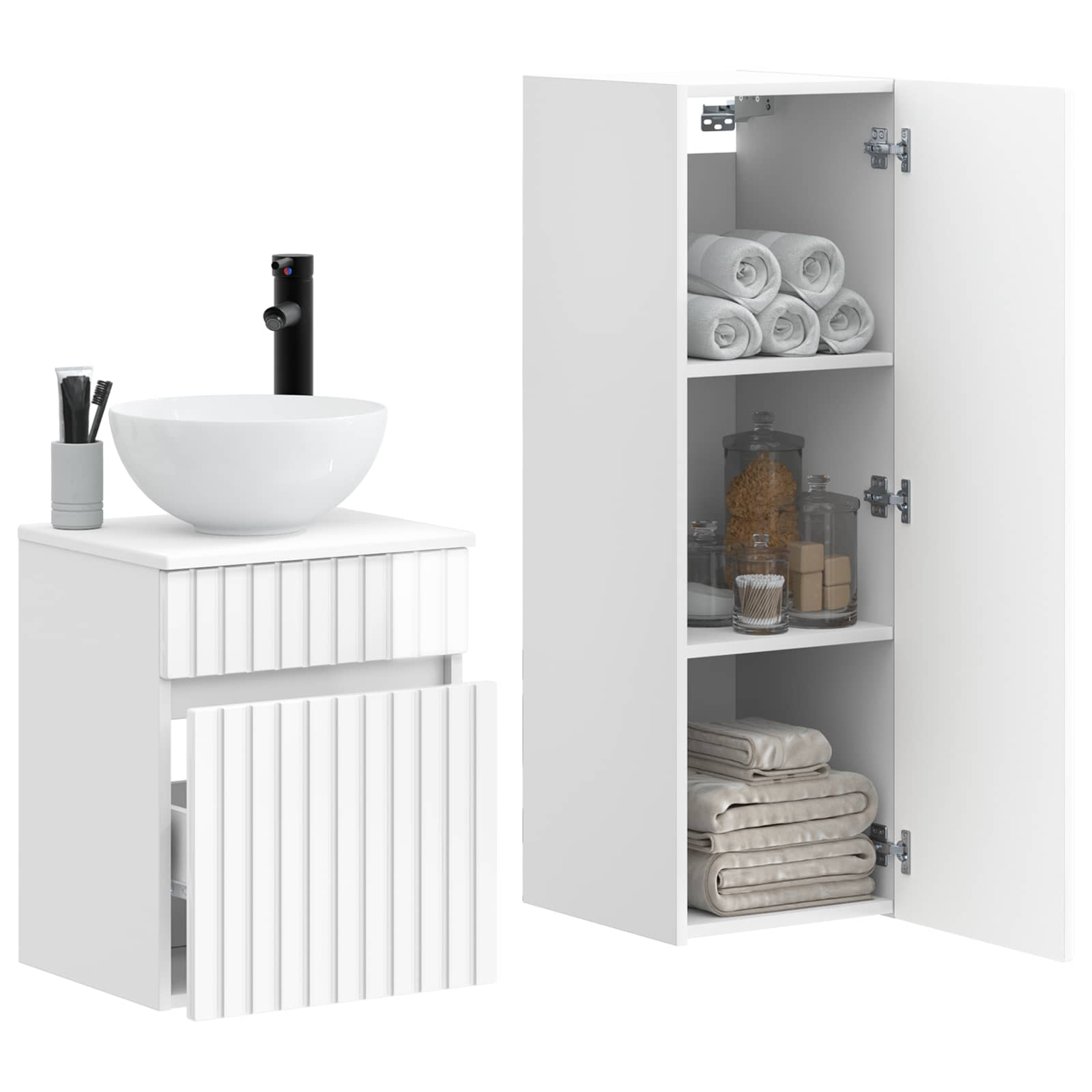 Badkamermeubelset 2 st Hoogglans Wit 33 x 34,5 x 100 cm