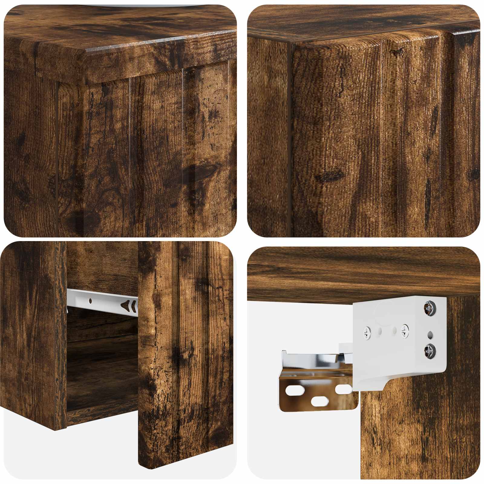 Badkamermeubelset 2 st Gerookt eiken 33 x 34,5 x 100 cm