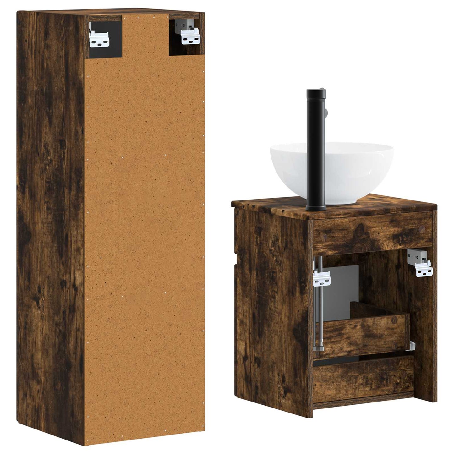 Badkamermeubelset 2 st Gerookt eiken 33 x 34,5 x 100 cm