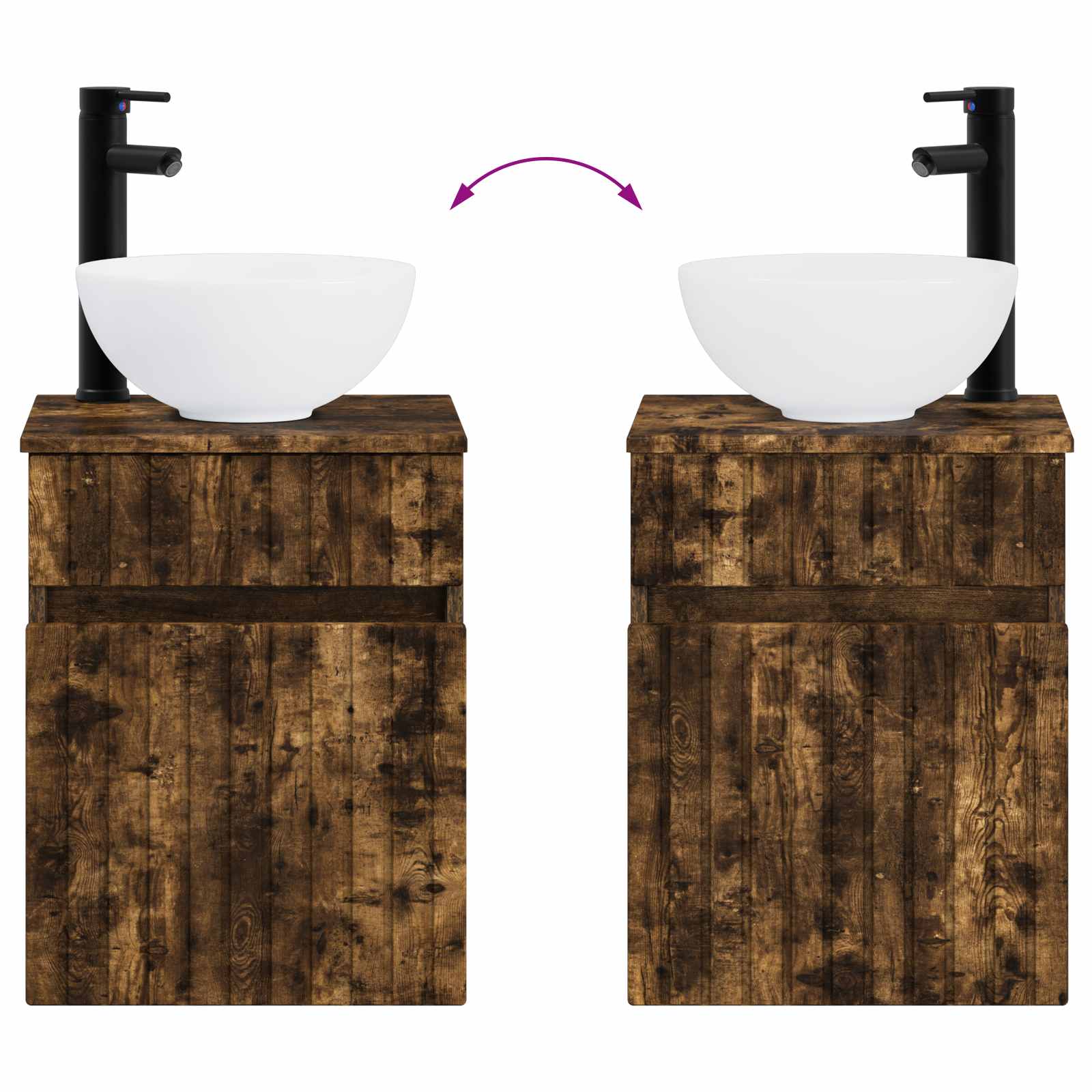 Badkamermeubelset 2 st Gerookt eiken 33 x 34,5 x 100 cm