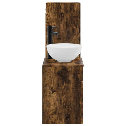 Badkamermeubelset 2 st Gerookt eiken 33 x 34,5 x 100 cm