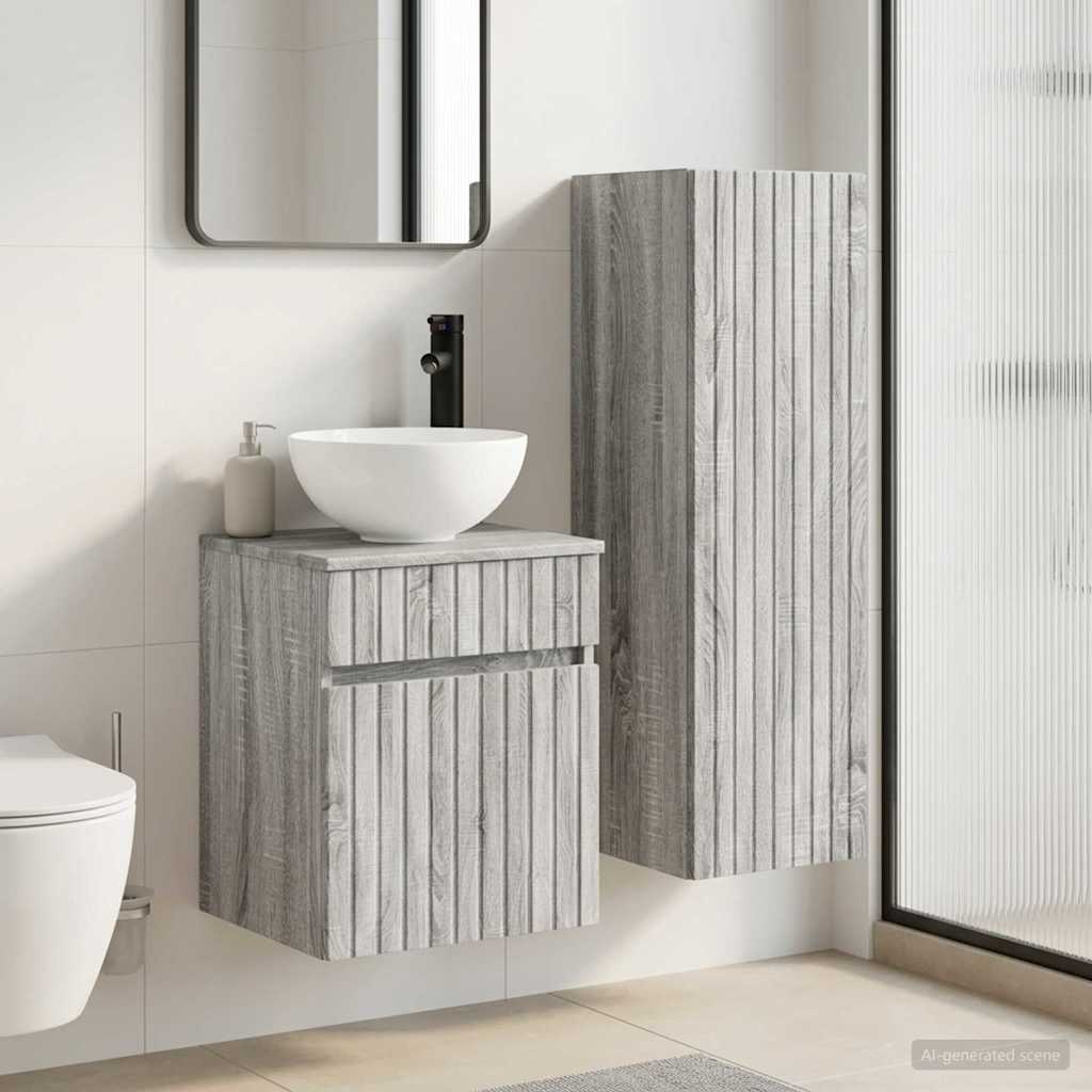 Badkamermeubelset 2 st Grijs Sonoma 33 x 34,5 x 100 cm