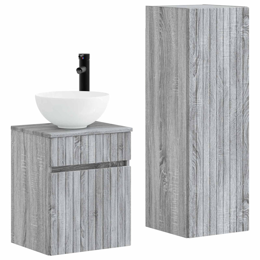 Badkamermeubelset 2 st Grijs Sonoma 33 x 34,5 x 100 cm