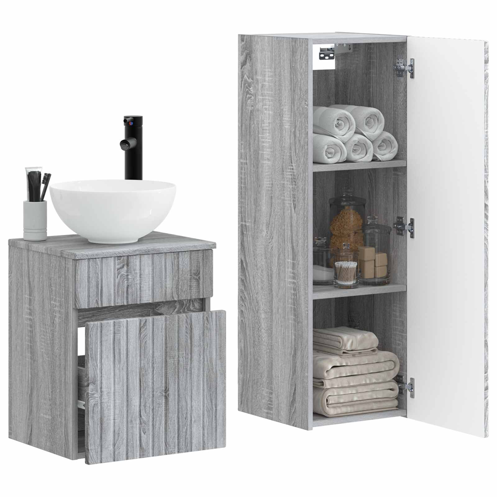Badkamermeubelset 2 st Grijs Sonoma 33 x 34,5 x 100 cm