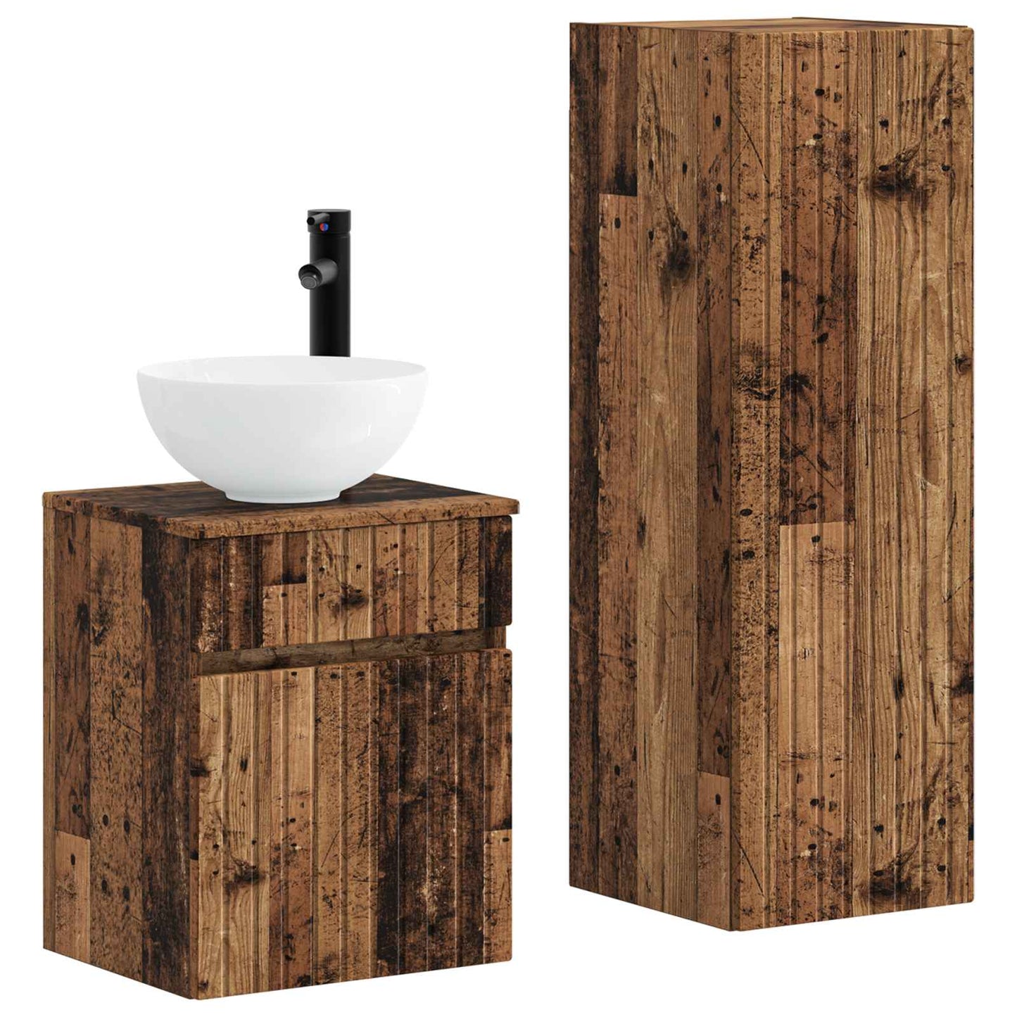 Badkamermeubelset 2 st Oud hout 33 x 34,5 x 100 cm Bewerkt hout