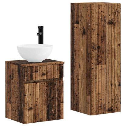 Badkamermeubelset 2 st Oud hout 33 x 34,5 x 100 cm Bewerkt hout