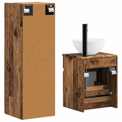 Badkamermeubelset 2 st Oud hout 33 x 34,5 x 100 cm Bewerkt hout