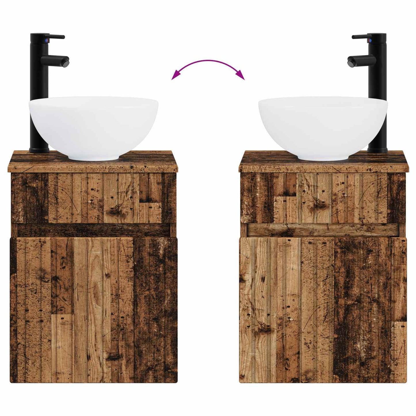 Badkamermeubelset 2 st Oud hout 33 x 34,5 x 100 cm Bewerkt hout