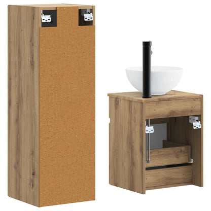 Badkamermeubelset 2 st Artisanaal eiken 33 x 34,5 x 100 cm