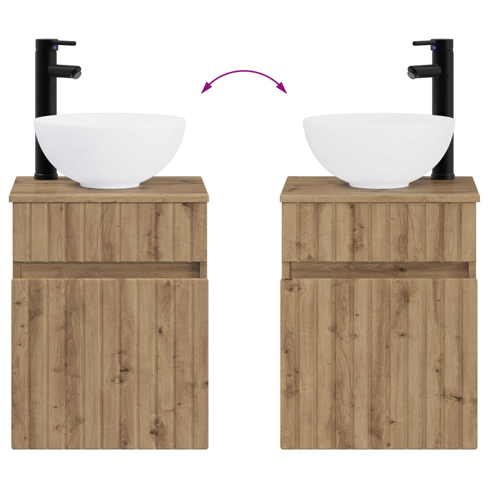 Badkamermeubelset 2 st Artisanaal eiken 33 x 34,5 x 100 cm