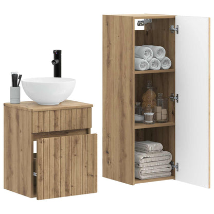 Badkamermeubelset 2 st Artisanaal eiken 33 x 34,5 x 100 cm