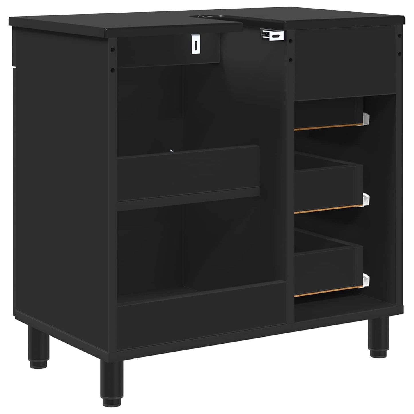 Badkamermeubel met Wasbak met lade Zwart 60 x 35 x 60 cm