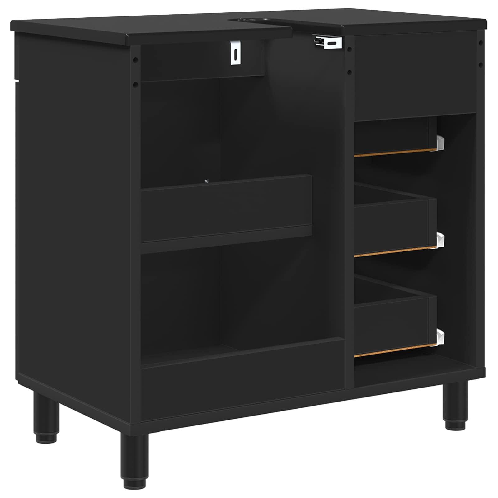 Badkamermeubel met Wasbak met lade Zwart 60 x 35 x 60 cm