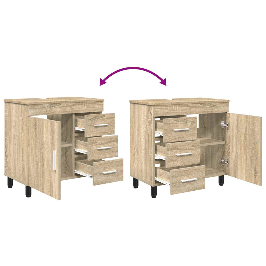 Badkamer Waskom Sonoma Eiken 60 x 35 x 60 cm Bewerkt hout