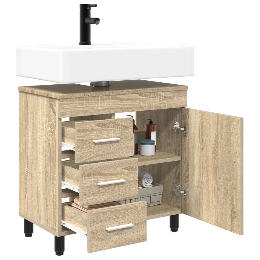 Badkamer Waskom Sonoma Eiken 60 x 35 x 60 cm Bewerkt hout