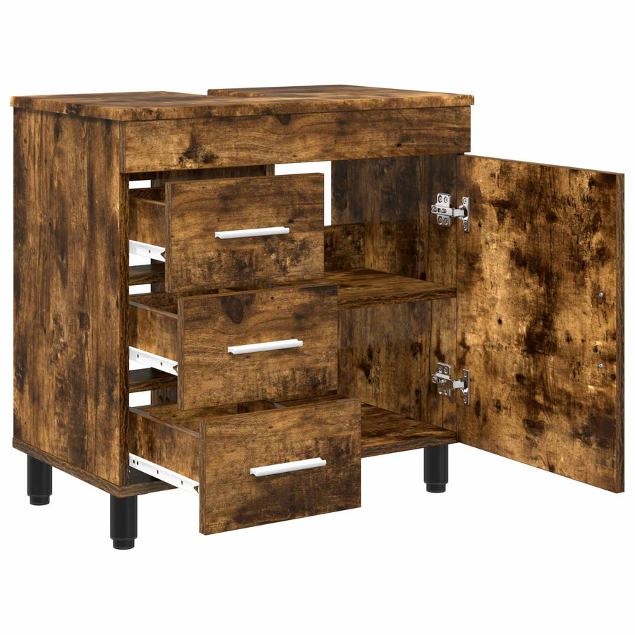 Badkamer Waskom Gerookt eiken 60 x 35 x 60 cm Bewerkt hout