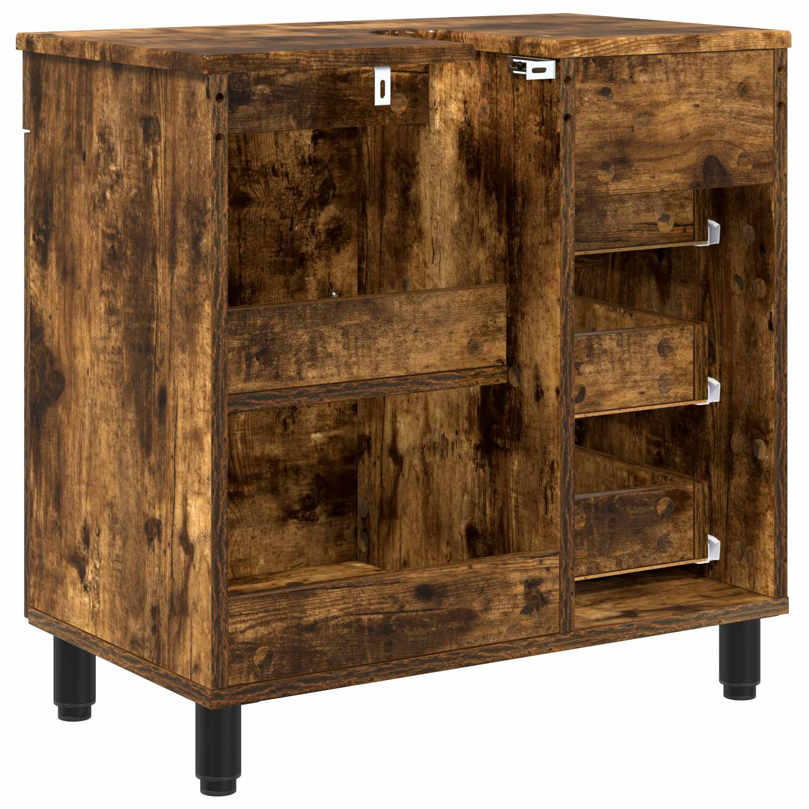 Badkamer Waskom Gerookt eiken 60 x 35 x 60 cm Bewerkt hout