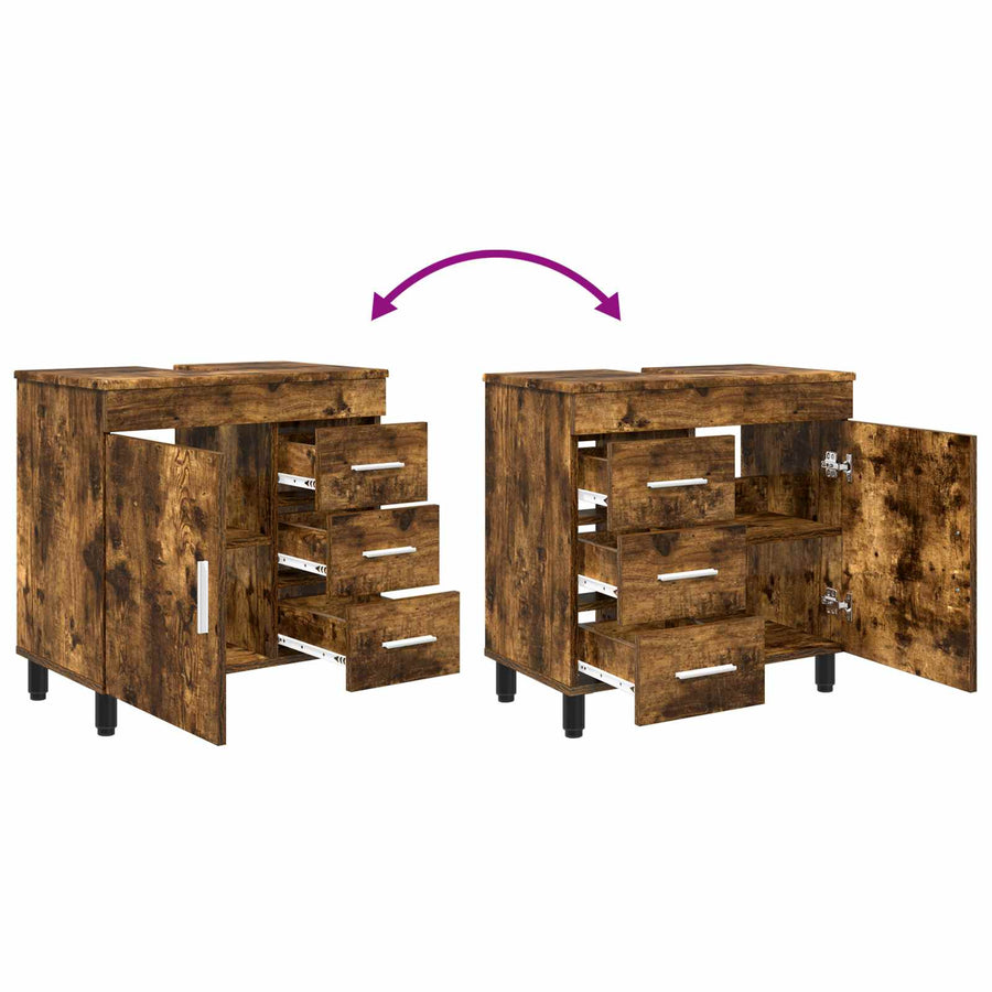 Badkamer Waskom Gerookt eiken 60 x 35 x 60 cm Bewerkt hout